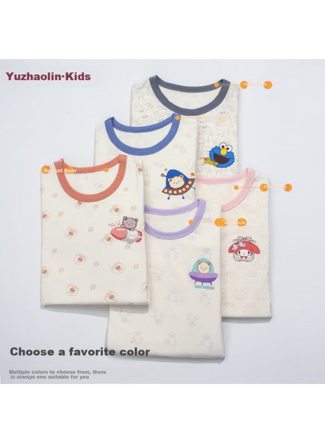 Yuzhaolin Children's Thermal Underwear Set Baby Cotton Class A Breathable Boys And Girls Autumn Clothes Autumn Pants Pink Rabbit 160