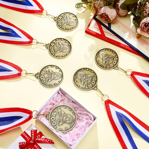 Remuuly 30-60 Pcs Goat Medals Bulk Greatest of All Time Medals MVP Award with Neck Ribbon All Time Goat Trophy Gold Champion Prize for Team Events, Sports Competitions(30) - Image 4