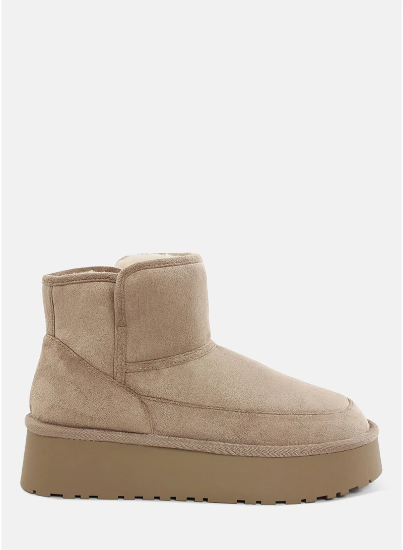 London Rag Women's Chunky Platform Winter Boots in Taupe