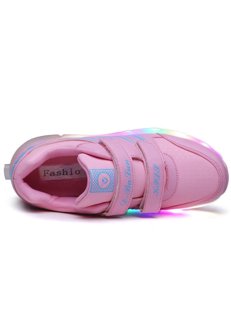 VUCATIN أحذية تزلج رياضية بإضاءة فلاش LED مع عجلات وشحن USB أحذية تزلج للأطفال (أ)  - Image 5