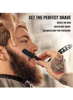 GUTCHE Straight Edge Razor With 10 Double Edge Blades,Professional Barber Razor ,Straight Razor Kit For Men  - Image 3
