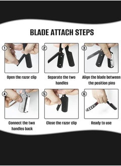 GUTCHE Straight Edge Razor With 10 Double Edge Blades,Professional Barber Razor ,Straight Razor Kit For Men  - Image 5
