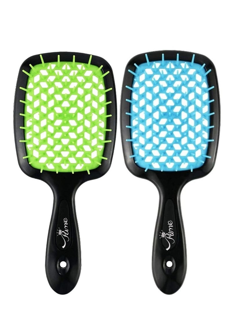 فرشاة شعر احترافية لفك تشابك الشعر، فرشاة فائقة لتدليك فروة الرأس، مشط مجداف، مشط أضلاع، مشط بفتحات تهوية لفك تشابك الشعر، فرشاة شعر طويلة سميكة ورقيقة ومجعد ومتشابكة ورطبة وجاف، مجموعة من 2 - Image 2