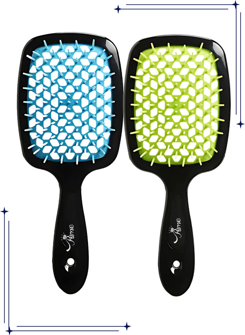 فرشاة شعر احترافية لفك تشابك الشعر، فرشاة فائقة لتدليك فروة الرأس، مشط مجداف، مشط أضلاع، مشط بفتحات تهوية لفك تشابك الشعر، فرشاة شعر طويلة سميكة ورقيقة ومجعد ومتشابكة ورطبة وجاف، مجموعة من 2 - Image 1