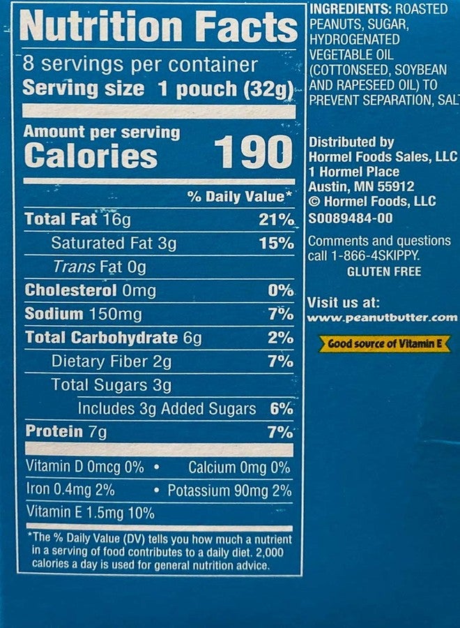 SKIPPY Creamy Peanut Butter Individual Squeeze Packs, 1.15 Ounce (8 Pouches) - Image 3