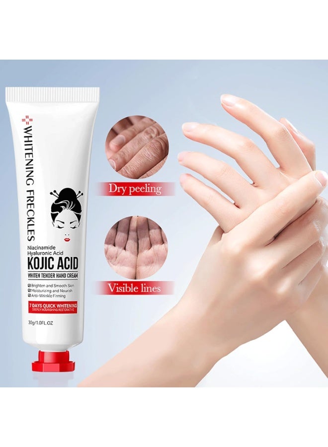 Kojic Acid Hand Cream, Kojic Acid Cream Sadoer,Whitening Freckles Kojic Acid Hand Cream,Sadoer Kojic Acid,Niacinamide Hyaluronic Acid Kojic Acid Whiten Tender Hand Cream - Image 1