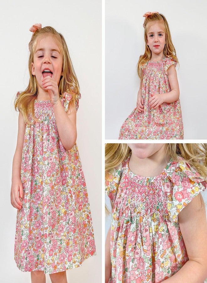 Simplee kids فستان سيمبلي للأطفال الرضع مزين بالزهور، فستان مطرز للأطفال الصغار، فستان كاجوال للبنات الصغيرات، فستان صيفي مطبوع عليه زهور مناسب لفصلي الربيع والصيف، مقاس 24 شهرًا - 6 سنوات - Image 2