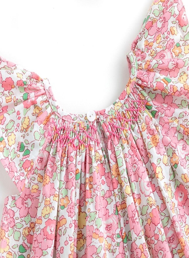 Simplee kids فستان سيمبلي للأطفال الرضع مزين بالزهور، فستان مطرز للأطفال الصغار، فستان كاجوال للبنات الصغيرات، فستان صيفي مطبوع عليه زهور مناسب لفصلي الربيع والصيف، مقاس 24 شهرًا - 6 سنوات - Image 5