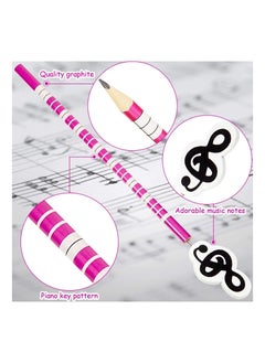 Y&D 12 Pieces Music Themed Pencils Notes Kids Wooden Colorful Stripe with Cartoon Musical Instruments Patterns for School Children Supplies  - Image 4