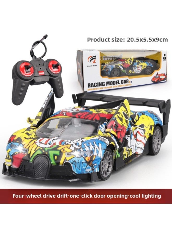 Remote Control Car Graffiti Four-wheel Drive Remote Control Sports Car Can Be A Key Remote Control To Open The Door, Fall-resistant High-speed Drifting High-speed Car With Lights-Color:Graffiti Buga