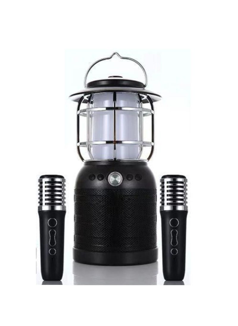 SODO - Portable Karaoke Camping Lantern With Wireless Bluetooth Speaker And Dual Microphones Light Up the Night With Music and Fun Black - Image 1