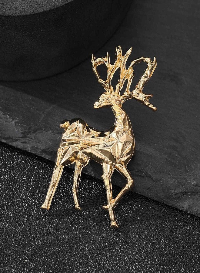 FFZDENA 2 Pieces Brooch for Men, Deer Brooch Pin for Women, Saree Brooch for Women Latest, Sherwani Brooch for Men Wedding, Suit Accessories for Mens (Golden) - Image 4