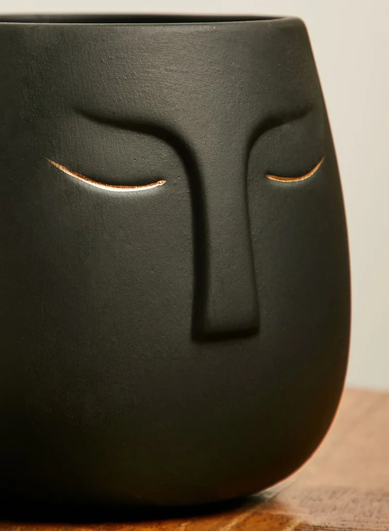 AURORA Black Ceramic Face Planter