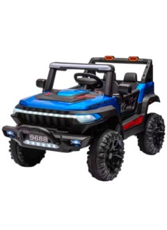 Toy Box Electric Children Jeep Car for Kids with Bluetooth Music & Light -Blue 