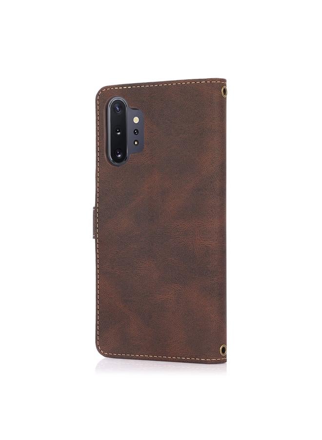 اس-توب جراب لهاتف Samsung Galaxy Note 10 Pro مصنوع من جلد البولي يوريثان الحراري مع حامل وفتحة للبطاقات ومحفظة وحبل تثبيت - Image 3
