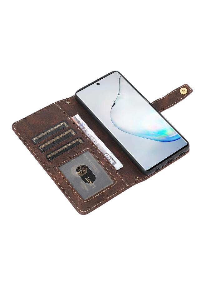 اس-توب جراب لهاتف Samsung Galaxy Note 10 Pro مصنوع من جلد البولي يوريثان الحراري مع حامل وفتحة للبطاقات ومحفظة وحبل تثبيت - Image 5