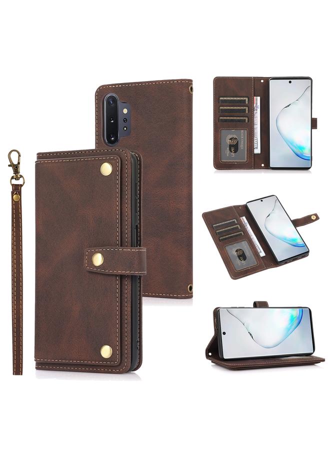 اس-توب جراب لهاتف Samsung Galaxy Note 10 Pro مصنوع من جلد البولي يوريثان الحراري مع حامل وفتحة للبطاقات ومحفظة وحبل تثبيت - Image 1