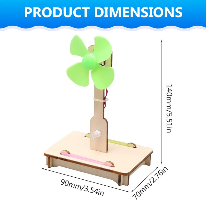 KASTWAVE Windmill Kit for Kids, Wooden Wind Turbine Generator DIY Kit, Mini Teaching Generator, Educational Physics Experiment, Renewable Energy Learning Tool for Children - Image 5