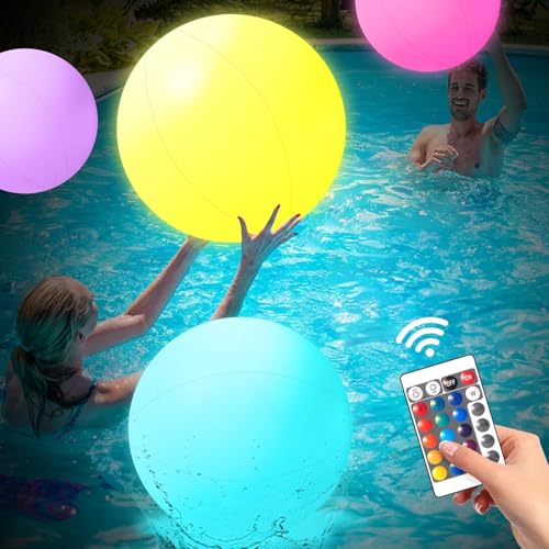 MIAOKE Pool Toys 16 Inch 8 Pack 16 Lighting and 4 Modes LED Beach Ball with Remote ControlSuitable for Pool Games Night Summer Pool PartyOutdoor Everybody Family Games - Image 1