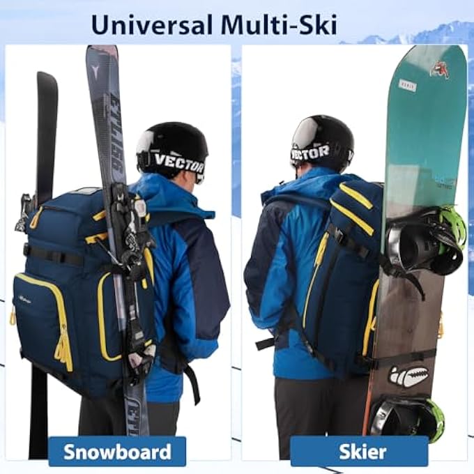 HPHOPE Ski Boot Bag with Helmet Compartment Ski Bag Ski Backpack with Helmet Bag Ski Bag Ice Skate Bag for Ski Helmet Ski Boots Ice Skates Snowboard Backpack Hiking Camping Climbing 70L - Image 5