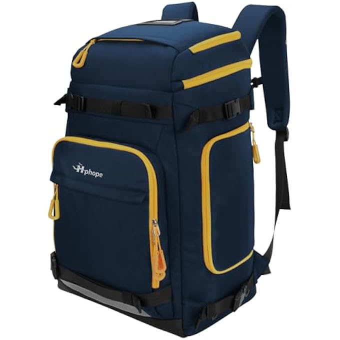 HPHOPE Ski Boot Bag with Helmet Compartment Ski Bag Ski Backpack with Helmet Bag Ski Bag Ice Skate Bag for Ski Helmet Ski Boots Ice Skates Snowboard Backpack Hiking Camping Climbing 70L - Image 1