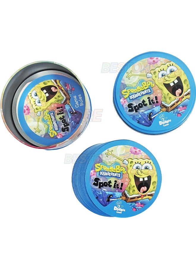 DOBBLE - Spot It! Spongebob Card Game, Matching Game, Fun Kids Game for Family Game Night, Travel Game for Kids, Great Gift for Kids, Average Playtime 15 Minutes - Image 1