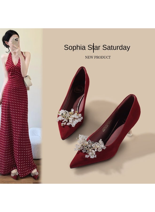 SAFIYA Saturday Women's Shoes 2025 New Collection Shallow Mouth Pointed Toe High Heel Wedding Shoes, Autumn And Spring Elegant High-end Single Shoes - Image 5