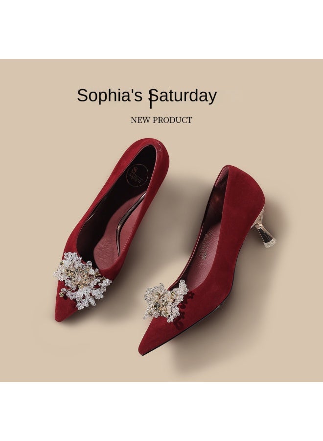 SAFIYA Saturday Women's Shoes 2025 New Collection Shallow Mouth Pointed Toe High Heel Wedding Shoes, Autumn And Spring Elegant High-end Single Shoes - Image 4