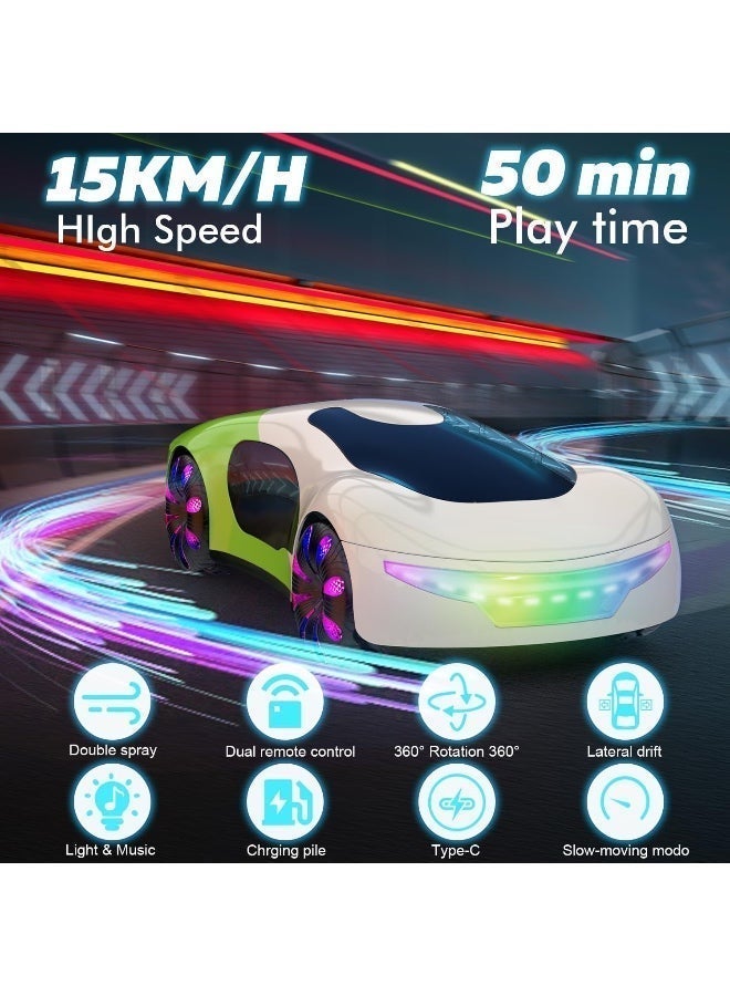 فيشينجدا سيارة مستقبلية بتحكم عن بعد، سيارة استعراضية بتحكم عن بعد مزودة بمستشعر للإيماءات مع رذاذ ضوئي وصوت، تدور 360 درجة، 2.4 جيجاهرتز، لعبة سيارات بتحكم عن بعد للأولاد من 8 إلى 12 سنة، هدايا عيد ميلاد للأطفال من 8 إلى 14 سنة (لون أبيض) - Image 2