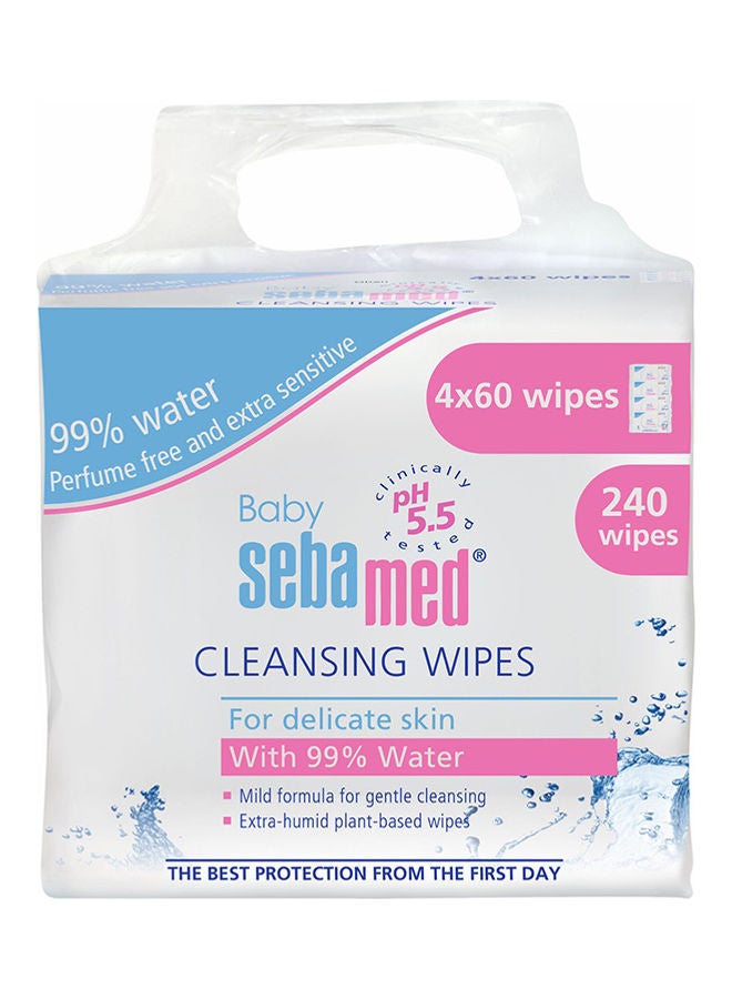 Sebamed Baby Cleansing Wipes With 99% Water, 4 x 60's - 240 Count - Image 1