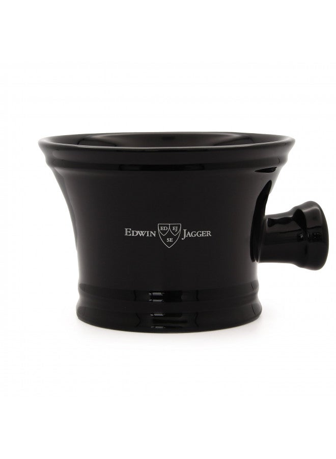 Edwin Jagger RN46 Traditional Porcelain Luxury Shaving Bowl with Handle for Shaving Cream or Shaving Soap for Men and Women (Black) - Image 2