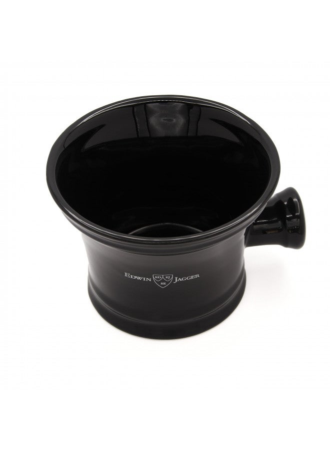 Edwin Jagger RN46 Traditional Porcelain Luxury Shaving Bowl with Handle for Shaving Cream or Shaving Soap for Men and Women (Black) - Image 3