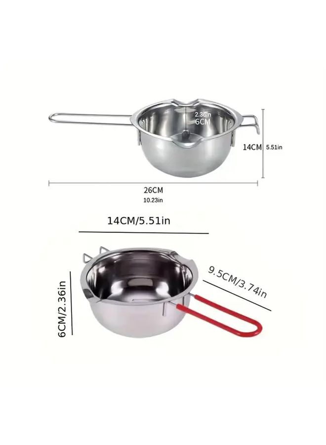 1 Pcs Stainless Steel Chocolate Melting Pot Butter Warmer Multi Use For Chocolate Butter Wax Milk Oil No Electricity Needed Durable Easy Clean Kitchen Tool For Home Restaurant Baking Accessories Polished Finish Handle Equipped Sturdy Construction DIY Crafters - Image 3