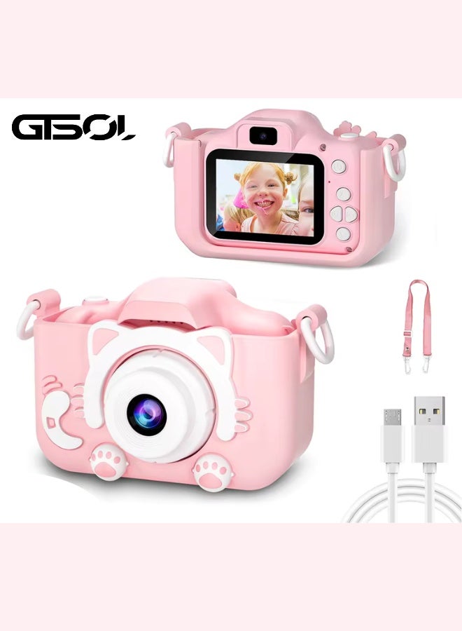 GTSOL Kids Digital Camera for Girls and Boys with 1080P HD Video, 8MP Dual Lens, 2.0” Screen, Cute Cat Design, Selfie Mode, Fun Filters, Photo Frames, Games, Rechargeable, Shockproof Toy Camera – Perfect Birthday Gift for Children Ages 3-10 – Pink  - Image 2