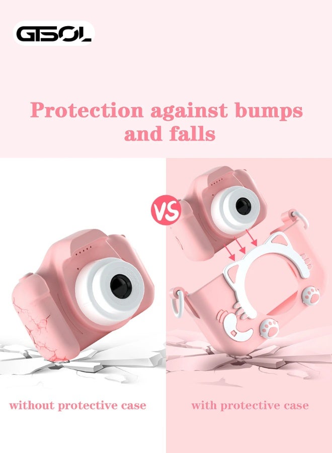 GTSOL Kids Digital Camera for Girls and Boys with 1080P HD Video, 8MP Dual Lens, 2.0” Screen, Cute Cat Design, Selfie Mode, Fun Filters, Photo Frames, Games, Rechargeable, Shockproof Toy Camera – Perfect Birthday Gift for Children Ages 3-10 – Pink  - Image 4