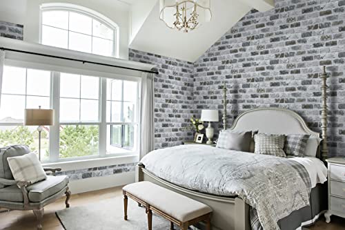 Guvana 17.3"×394" Brick Wallpaper Grey Self Adhesive Wallpaper 3D Brick Peel and Stick Wallpaper Removable Contact Paper Brick Textured Vintage Wall Paper for Kitchen Accent Wall Decor - Image 4