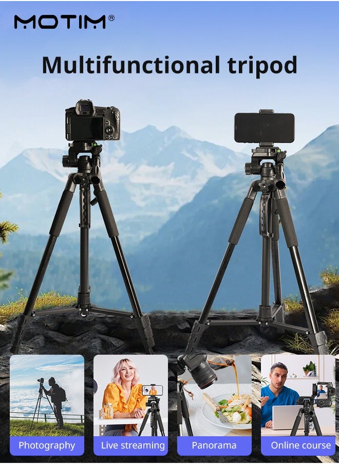 Motim - 70" Extendable Phone Tripod and Camera Tripod, 2 In 1 Triop, Foldable Lightweight Travel Tripod Stand for Vlog Nikon Canon Sony All DSLR and Digital Camera - Image 1