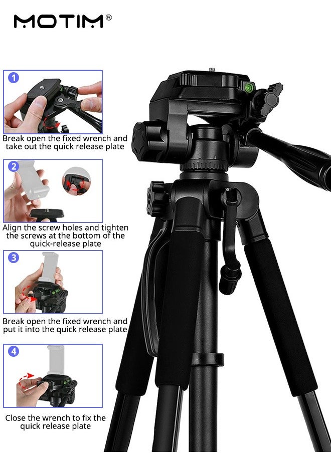 Motim - 70" Extendable Phone Tripod and Camera Tripod, 2 In 1 Triop, Foldable Lightweight Travel Tripod Stand for Vlog Nikon Canon Sony All DSLR and Digital Camera - Image 1