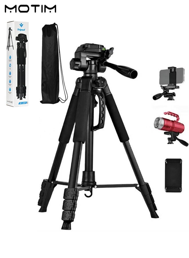 موتيم حامل كاميرا قابل للتمديد بطول 180 سم مع حقيبة سفر، حامل كاميرا قابل للطي للتصوير الفوتوغرافي/تسجيل الفيديو للمدونات المرئية نيكون كانون سوني جميع الكاميرات الرقمية وكاميرات DSLR/جميع الهواتف - Image 1