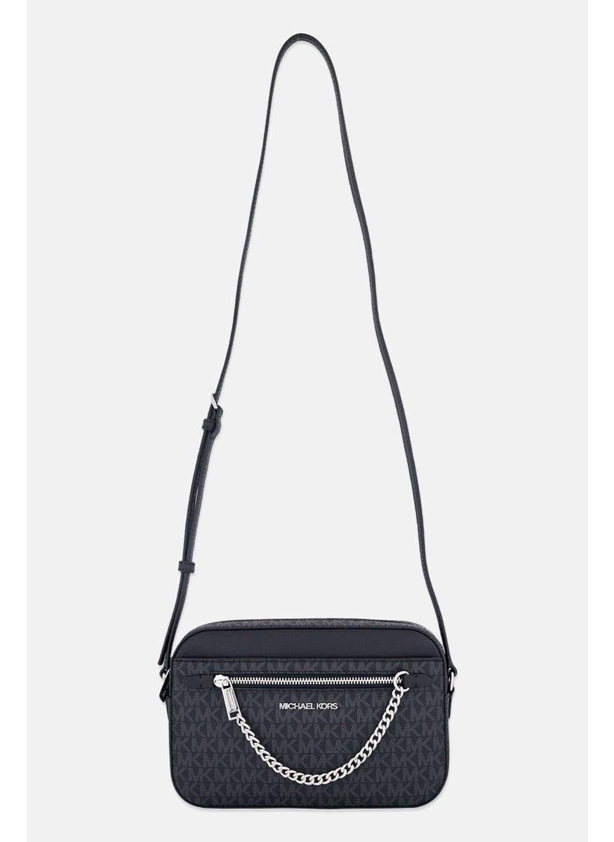 Michael Kors Women Brand Logo Cross Body Bag 18 H x 25 L x 7 W cm, Black/Grey  - Image 1