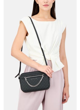 Michael Kors Women Brand Logo Cross Body Bag 18 H x 25 L x 7 W cm, Black/Grey  - Image 2