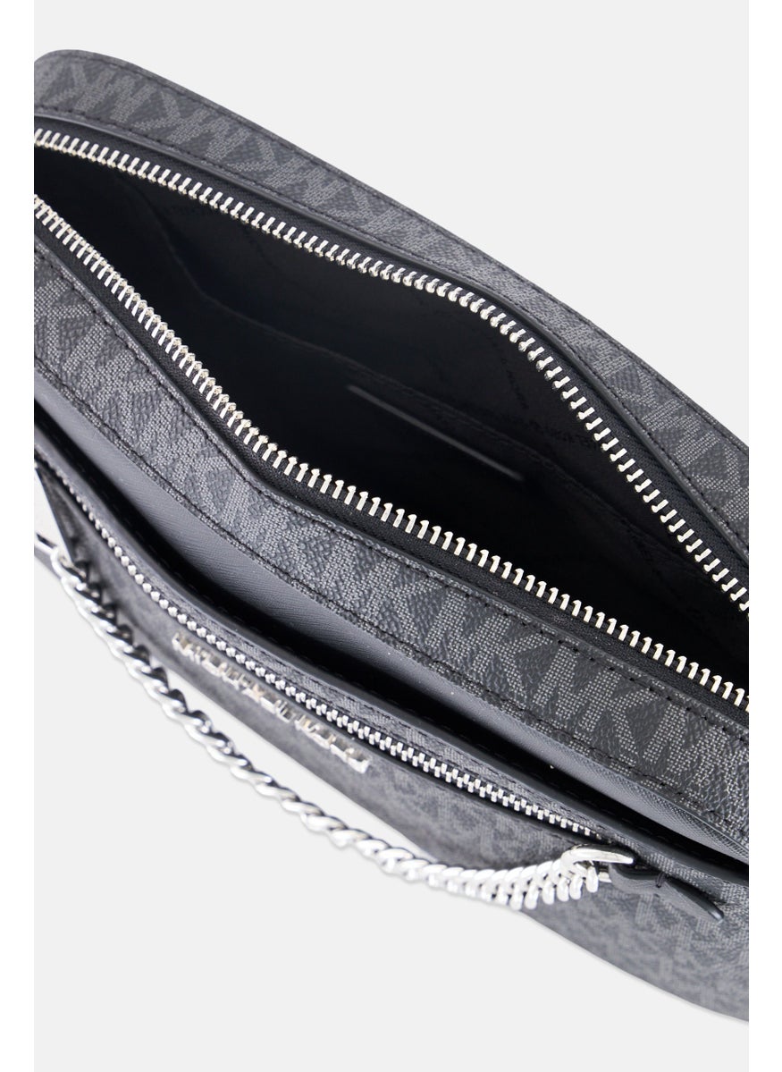 Michael Kors Women Brand Logo Cross Body Bag 18 H x 25 L x 7 W cm, Black/Grey  - Image 4