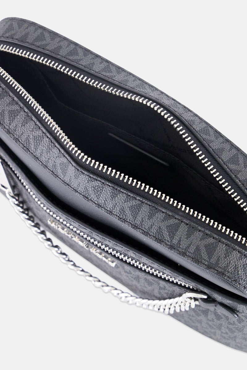 Michael Kors Women Brand Logo Cross Body Bag 18 H x 25 L x 7 W cm, Black/Grey - Image 4