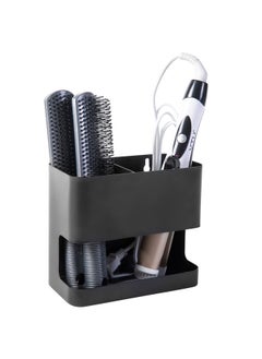 MyGift 2 Slot Black Metal Wall Mountable Hair Tool Accessories Organizer Rack Blow Dryer And Curling Iron Holder  - Image 1