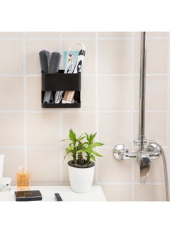 MyGift 2 Slot Black Metal Wall Mountable Hair Tool Accessories Organizer Rack Blow Dryer And Curling Iron Holder  - Image 4