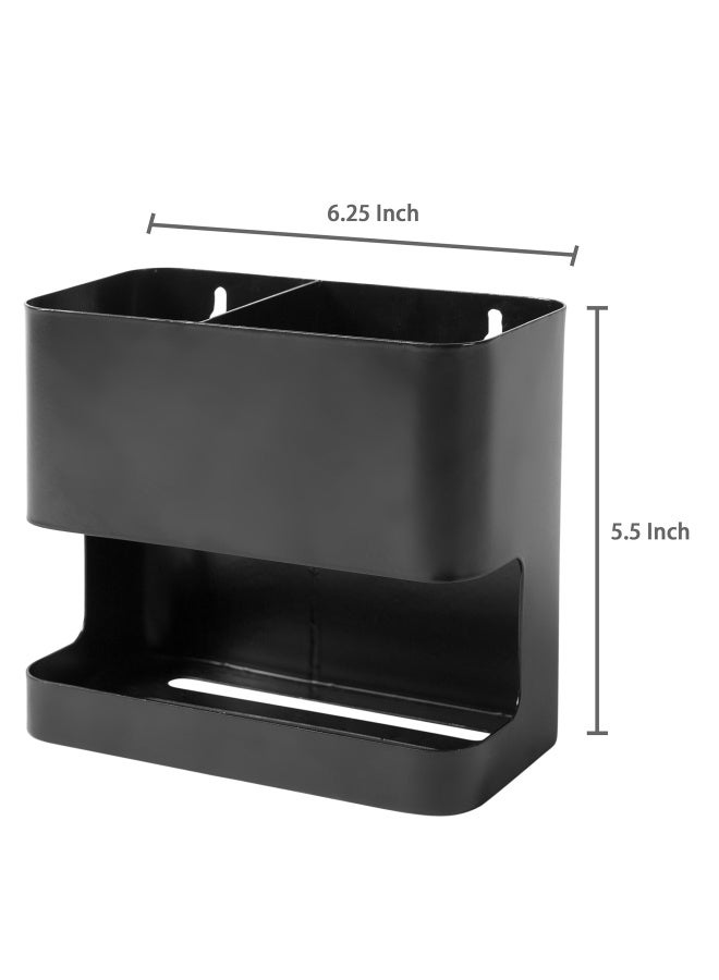 MyGift 2 Slot Black Metal Wall Mountable Hair Tool Accessories Organizer Rack Blow Dryer And Curling Iron Holder  - Image 5