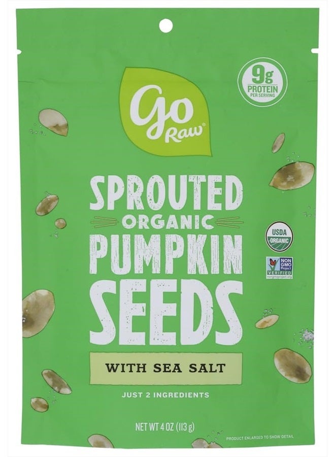Go Raw, Sprouted Pumpkin Seeds with Sea Salt, Organic, 4Oz - Image 1