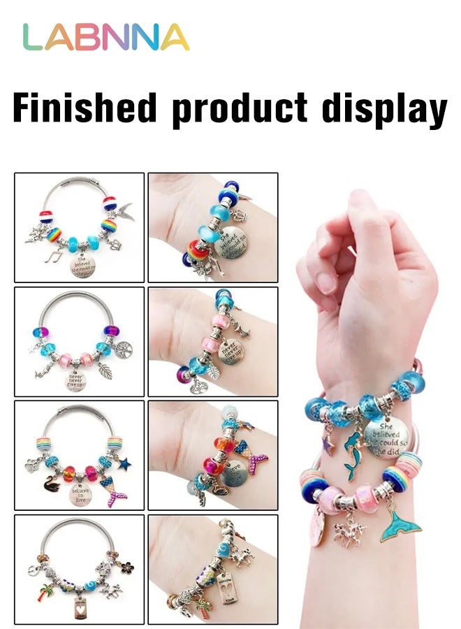 LABNNA 71 Pcs DIY Bracelet Making Kit, Charm Bracelets Jewelry Making Kit with Colorful Beads, Creative Jewelry Making Activity, Arts Craft Kit with Beautiful Packaging, Well-made and Easy to Install, Ideal Gift for Girls - Image 2