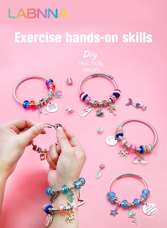 LABNNA 71 Pcs DIY Bracelet Making Kit, Charm Bracelets Jewelry Making Kit with Colorful Beads, Creative Jewelry Making Activity, Arts Craft Kit with Beautiful Packaging, Well-made and Easy to Install, Ideal Gift for Girls - Image 3