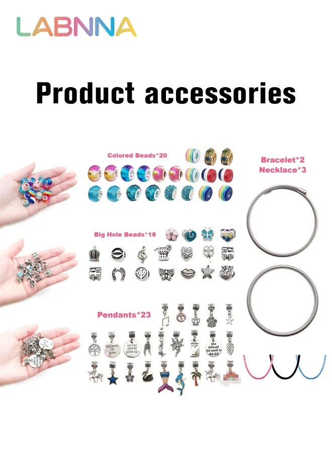 LABNNA 71 Pcs DIY Bracelet Making Kit, Charm Bracelets Jewelry Making Kit with Colorful Beads, Creative Jewelry Making Activity, Arts Craft Kit with Beautiful Packaging, Well-made and Easy to Install, Ideal Gift for Girls - Image 4